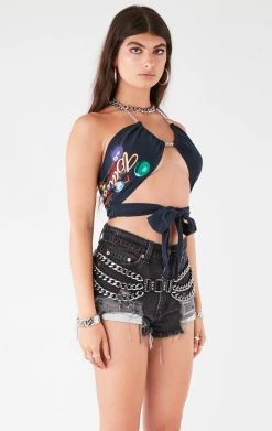 FURST OF A KIND VINTAGE CHAIN NECK WRAP TOP FESTIVAL