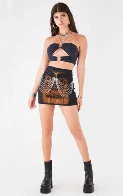 FURST OF A KIND VINTAGE WATERFALL CHAIN FRONT SKIRT