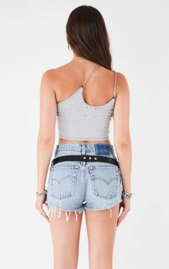 FURST OF A KIND VINTAGE CHAINS VINTAGE ONE SHOULDER DOUBLE CHAIN STRAP TANK