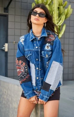 FURST OF A KIND VINTAGE PATCHWORK STUDDED DENIM JACKET