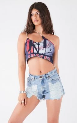 FURST OF A KIND VINTAGE ONE SHOULDER DOUBLE RHINESTONE STRAP TANK VINTAGE SPORTS