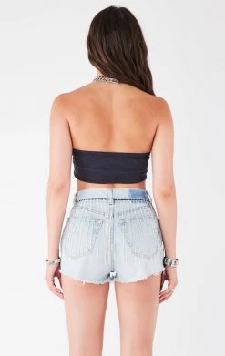 FURST OF A KIND FESTIVAL VINTAGE RHINESTONE FRINGE WAISTBAND DENIM SHORTS 10 FURST OF A KIND FESTIVAL VINTAGE RHINESTONE FRINGE WAISTBAND DENIM SHORTS