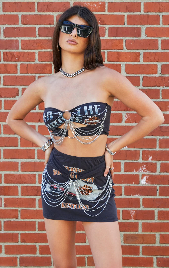 FURST OF A KIND VINTAGE WATERFALL CHAIN TUBE TOP AND SKIRT SET FESTIVAL 4 FURST OF A KIND VINTAGE WATERFALL CHAIN TUBE TOP AND SKIRT SET FESTIVAL