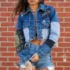 FURST OF A KIND VINTAGE PATCHWORK STUDDED CROPPED DENIM JACKET FESTIVAL