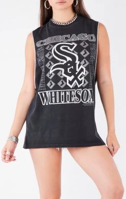 FURST OF A KIND VINTAGE RHINESTONE TRIM SLEEVELESS TEE