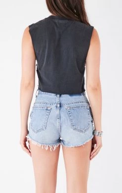 FURST OF A KIND VINTAGE DRINKS VINTAGE CURVED SAFETY PIN CROPPED SLEEVELESS TEE