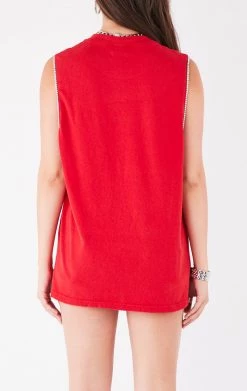 FURST OF A KIND VINTAGE RHINESTONE TRIM SLEEVELESS TEE