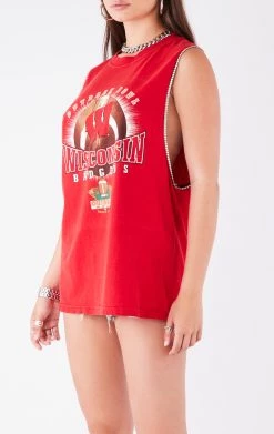 FURST OF A KIND VINTAGE RHINESTONE TRIM SLEEVELESS TEE