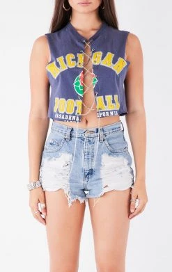 FURST OF A KIND VINTAGE CHAINS VINTAGE CHAIN LACE UP SLEEVELESS TEE