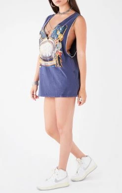 FURST OF A KIND VINTAGE SPORTS VINTAGE CRISS CROSS RHINESTONE SLEEVELESS TEE