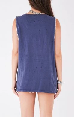 FURST OF A KIND VINTAGE SPORTS VINTAGE CRISS CROSS RHINESTONE SLEEVELESS TEE