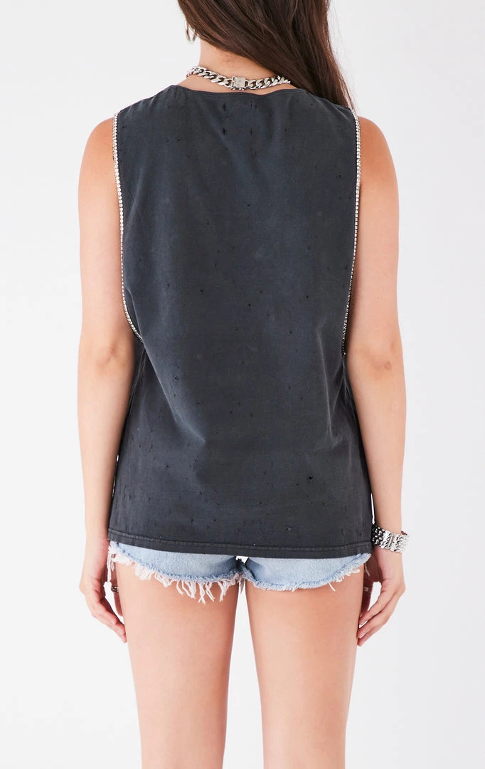 FURST OF A KIND VINTAGE CRISS CROSS RHINESTONE SLEEVELESS TEE VINTAGE NFL 4 FURST OF A KIND VINTAGE CRISS CROSS RHINESTONE SLEEVELESS TEE VINTAGE NFL