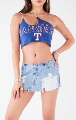 FURST OF A KIND VINTAGE ONE SHOULDER DOUBLE RHINESTONE STRAP TANK