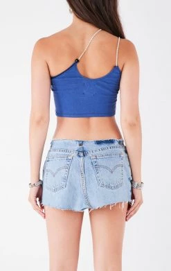 FURST OF A KIND VINTAGE ONE SHOULDER DOUBLE RHINESTONE STRAP TANK