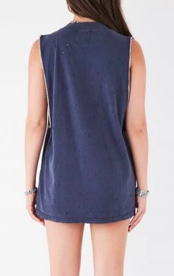 FURST OF A KIND VINTAGE RHINESTONE TRIM SLEEVELESS TEE
