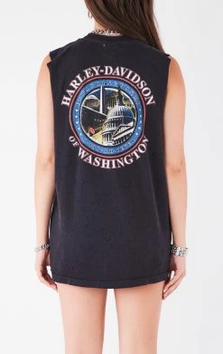 FURST OF A KIND VINTAGE CURVED SAFETY PIN SLEEVELESS TEE VINTAGE PINS