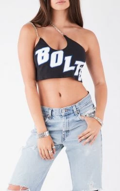 FURST OF A KIND VINTAGE CHAINS VINTAGE ONE SHOULDER DOUBLE CHAIN STRAP TANK