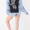 FURST OF A KIND VINTAGE GRAPHIC BACK INSERT DENIM JACKET VINTAGE DENIM JACKETS
