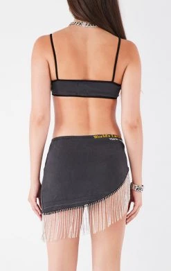 FURST OF A KIND FESTIVAL VINTAGE RHINESTONE FRINGE BRA TOP AND SKIRT SET