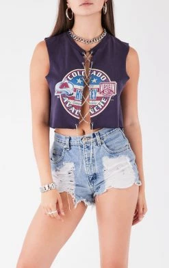 FURST OF A KIND VINTAGE CHAIN LACE UP SLEEVELESS TEE VINTAGE CHAINS