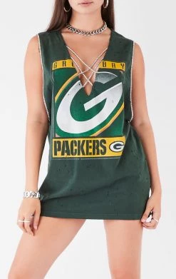 FURST OF A KIND VINTAGE CRISS CROSS RHINESTONE SLEEVELESS TEE VINTAGE NFL