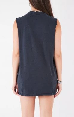 FURST OF A KIND VINTAGE CURVED SAFETY PIN SLEEVELESS TEE VINTAGE PINS