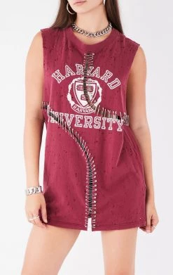 FURST OF A KIND VINTAGE CURVED SAFETY PIN SLEEVELESS TEE