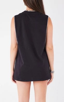 FURST OF A KIND VINTAGE RHINESTONE TRIM SLEEVELESS TEE