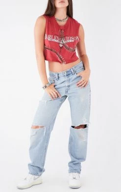 FURST OF A KIND VINTAGE CURVED SAFETY PIN CROPPED SLEEVELESS TEE VINTAGE PINS