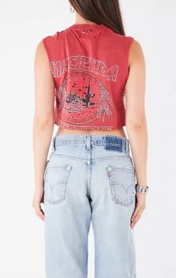 FURST OF A KIND VINTAGE CURVED SAFETY PIN CROPPED SLEEVELESS TEE VINTAGE PINS