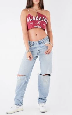 FURST OF A KIND VINTAGE ONE SHOULDER DOUBLE RHINESTONE STRAP TANK