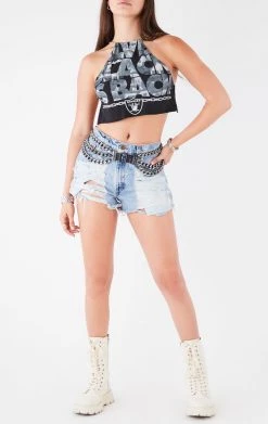 FURST OF A KIND VINTAGE CHAINS VINTAGE HALTER NECK WATERFALL CHAIN BACK TOP