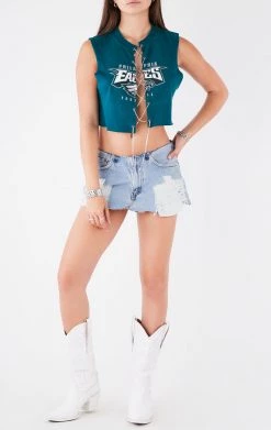 FURST OF A KIND VINTAGE CHAIN LACE UP SLEEVELESS TEE