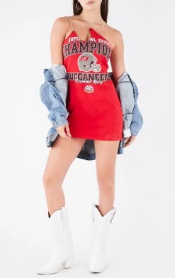 FURST OF A KIND VINTAGE CHAINS VINTAGE ONE SHOULDER DOUBLE CHAIN STRAP DRESS