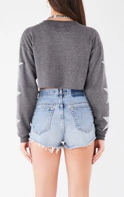 FURST OF A KIND VINTAGE COLLEGE VINTAGE STAR PATCH CROPPED SWEATSHIRT