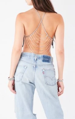 FURST OF A KIND FESTIVAL VINTAGE HALTER NECK WATERFALL CHAIN BACK TOP
