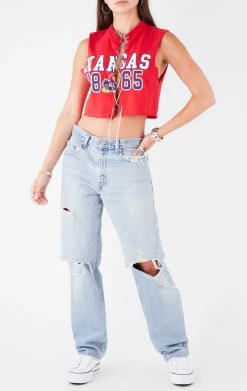 FURST OF A KIND VINTAGE CHAIN LACE UP SLEEVELESS TEE