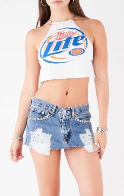 FURST OF A KIND VINTAGE HALTER NECK WATERFALL CHAIN BACK TOP