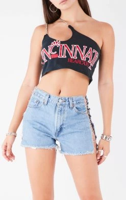 FURST OF A KIND VINTAGE ONE SHOULDER DOUBLE CHAIN STRAP TANK