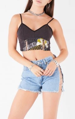 FURST OF A KIND VINTAGE DOUBLE PIN FRONT CROPPED TANK