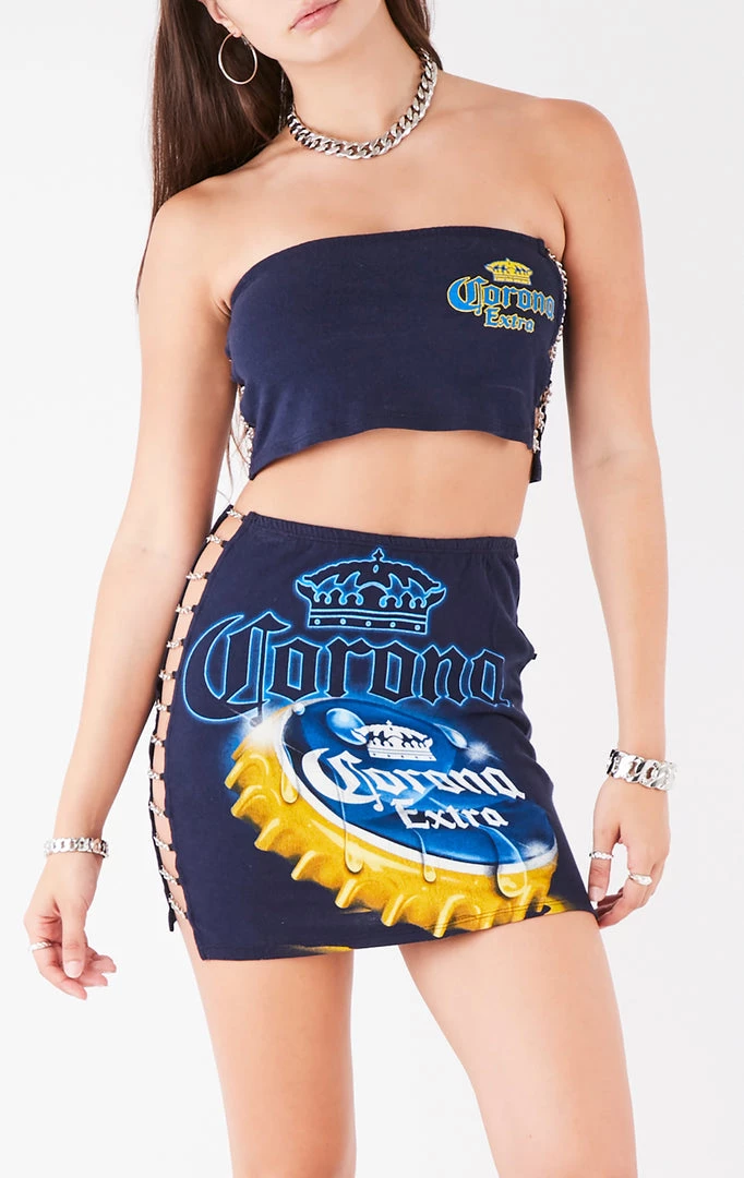 FURST OF A KIND VINTAGE DRINKS VINTAGE CHAIN LADDER TUBE TOP AND SKIRT SET 4 FURST OF A KIND VINTAGE DRINKS VINTAGE CHAIN LADDER TUBE TOP AND SKIRT SET