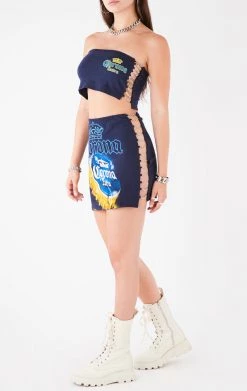 FURST OF A KIND VINTAGE DRINKS VINTAGE CHAIN LADDER TUBE TOP AND SKIRT SET