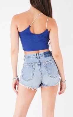 FURST OF A KIND VINTAGE ONE SHOULDER DOUBLE RHINESTONE STRAP TANK VINTAGE CHAINS