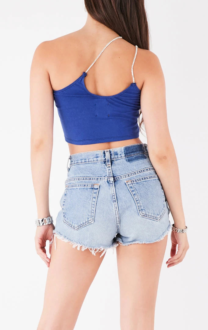 FURST OF A KIND VINTAGE ONE SHOULDER DOUBLE RHINESTONE STRAP TANK VINTAGE CHAINS 4 FURST OF A KIND VINTAGE ONE SHOULDER DOUBLE RHINESTONE STRAP TANK VINTAGE CHAINS