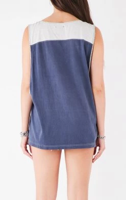 FURST OF A KIND VINTAGE SPORTS VINTAGE CRISS CROSS RHINESTONE SLEEVELESS TEE