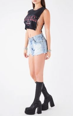 FURST OF A KIND VINTAGE CHAINS VINTAGE CHAIN SIDE SLEEVELESS CROPPED TEE