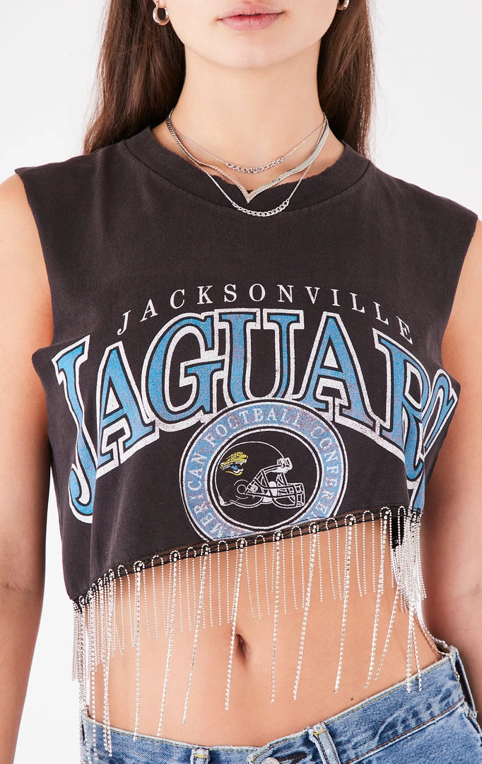 FURST OF A KIND ASYMMETRICAL RHINESTONE FRINGE SLEEVELESS CROP TEE 4 FURST OF A KIND ASYMMETRICAL RHINESTONE FRINGE SLEEVELESS CROP TEE