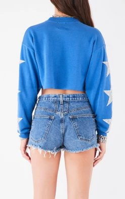 FURST OF A KIND VINTAGE SPORTS VINTAGE STAR PATCH CROPPED SWEATSHIRT