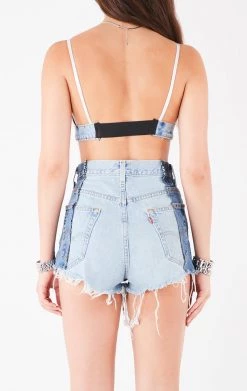 FURST OF A KIND VINTAGE NFL VINTAGE JERSEY AND DENIM BRA TOP 9 FURST OF A KIND VINTAGE NFL VINTAGE JERSEY AND DENIM BRA TOP