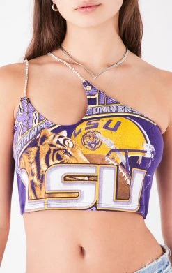 FURST OF A KIND VINTAGE ONE SHOULDER DOUBLE RHINESTONE STRAP TANK